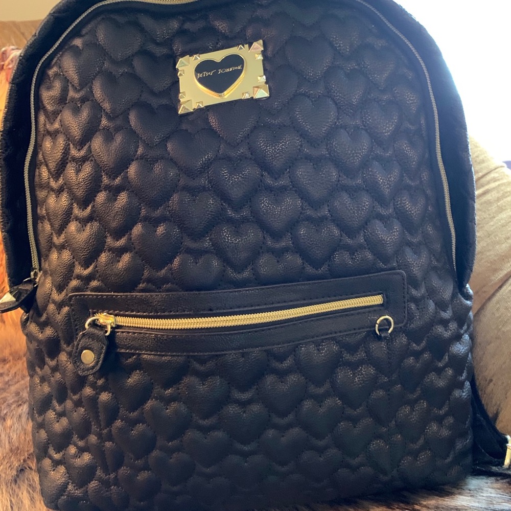 Betsy Johnson Black Heart Backpack -NWOT